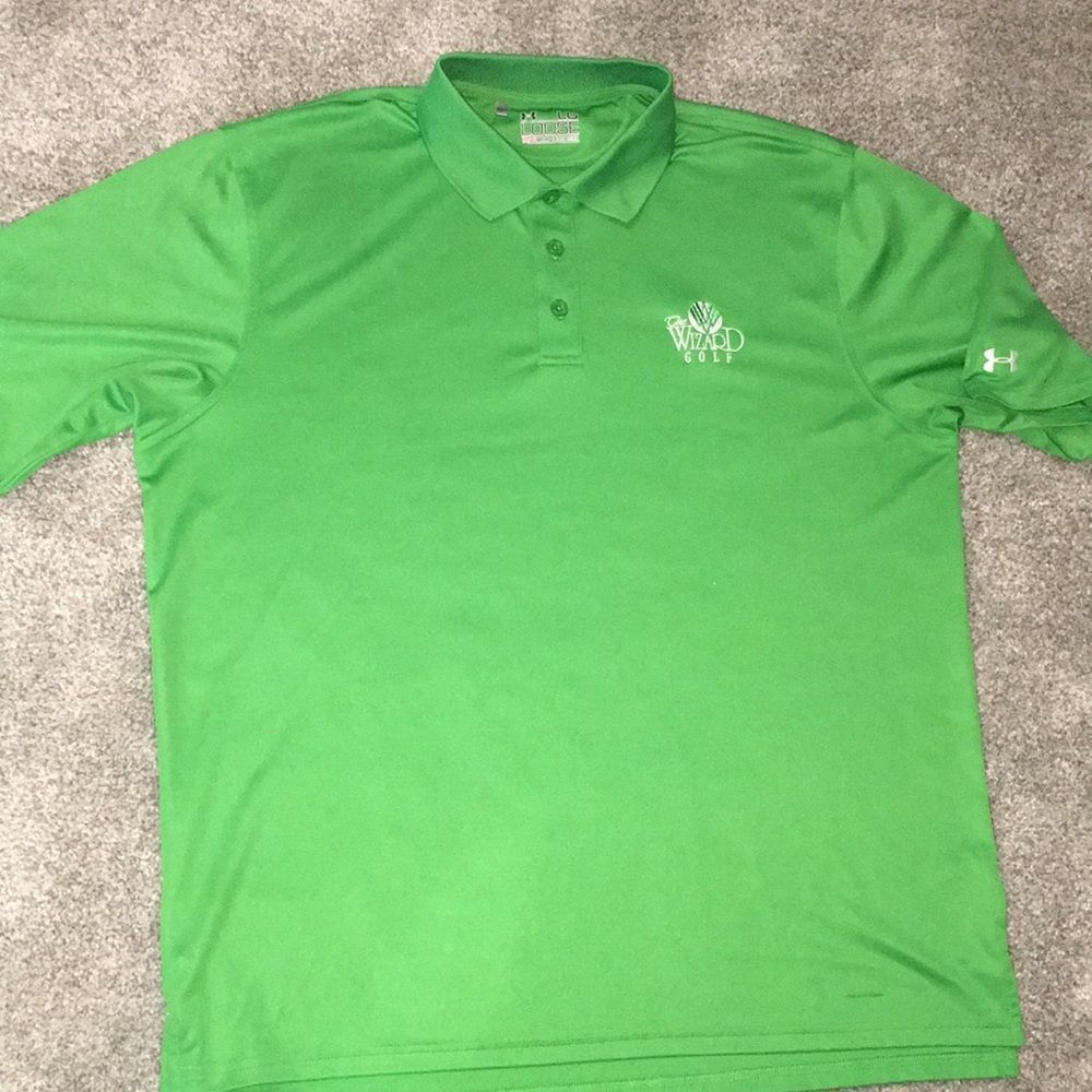 Green The Wizard golf course resort polo tennis shirt XL mens Heatgear model